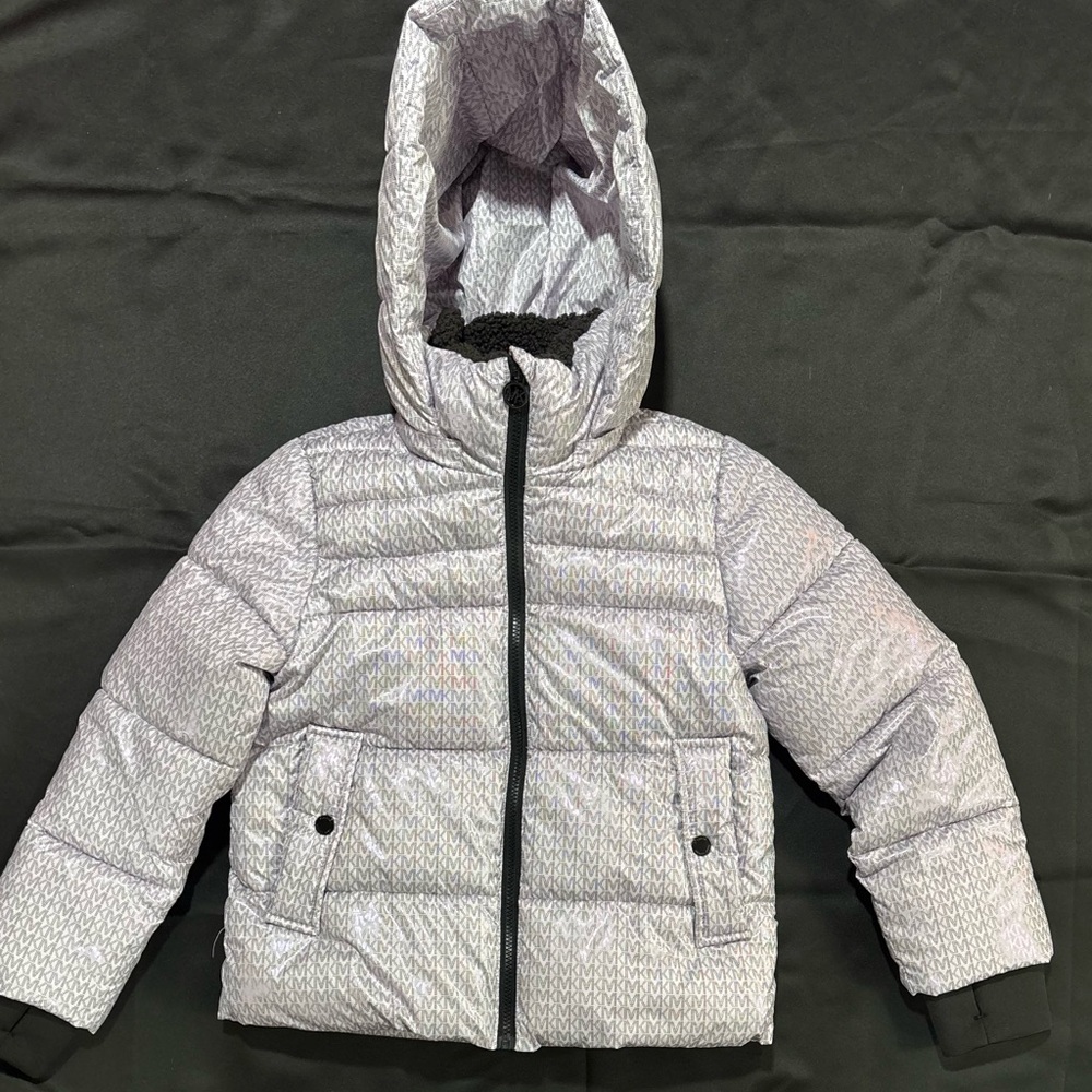 Michael Kors Textured Gray Hooded Jacket